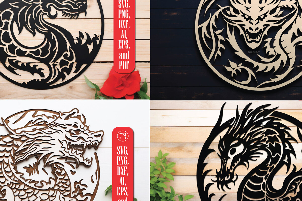 Intra απο ξύλο plywood  Χρώμα wenge 3mm-4mm πάχος - Πακέτο Cricut Dragon Papercut Decor Δίασταση 30x20 cm INTRAFABR-62184668