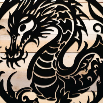 Intra απο ξύλο plywood  Χρώμα wenge 3mm-4mm πάχος - Cricut Dragon Papercut Decor Δίασταση 30x20 cm INTRAFABR-64137041 - Image 1
