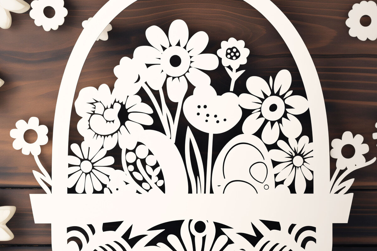 Intra απο ξύλο plywood  Χρώμα wenge 3mm-4mm πάχος - Cricut Πασχαλινό καλάθι Papercut Δίασταση 4x4 cm INTRAFABR-123187390