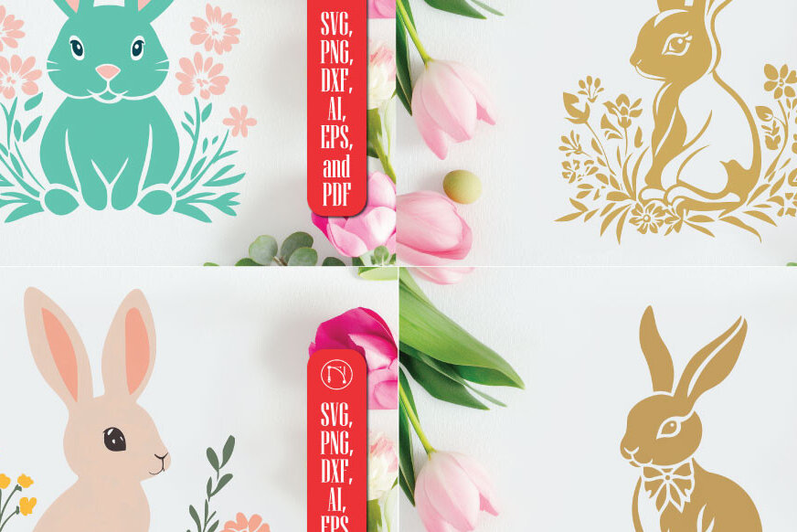 Intra απο ξύλο plywood  Χρώμα wenge 3mm-4mm πάχος - Cricut Easter Bunny Cut File Bundle Δίασταση 4x4 cm INTRAFABR-119564543