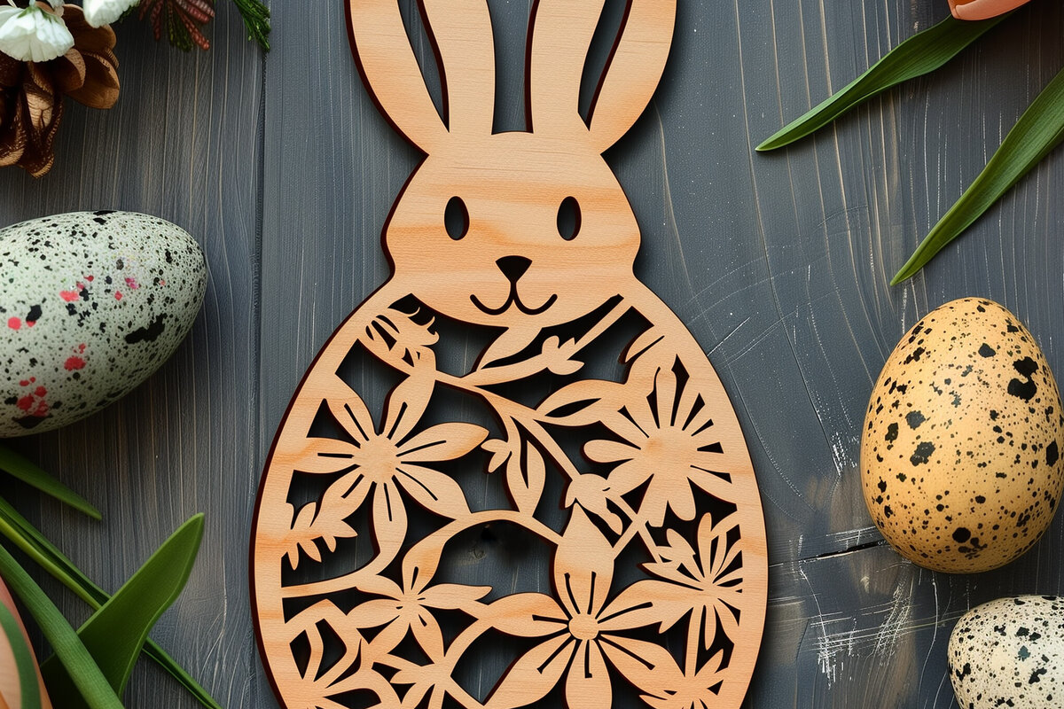 Intra απο ξύλο plywood  Χρώμα wenge 3mm-4mm πάχος - Cricut Πασχαλινό Δίασταση 4x4 cm INTRAFABR-29822445