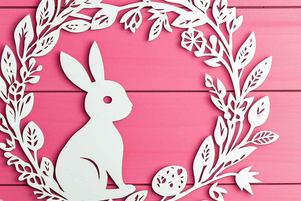 Intra απο ξύλο plywood  Χρώμα wenge 3mm-4mm πάχος - Cricut Πασχαλινό στεφάνι με λαγουδάκι Cut Δίασταση 4x4 cm INTRAFABR-85390839