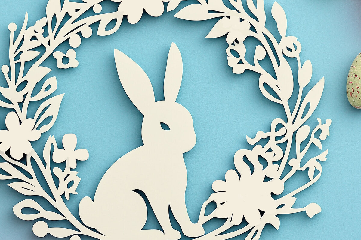 Intra απο ξύλο plywood  Χρώμα wenge 3mm-4mm πάχος - Cricut Πασχαλινό στεφάνι με λαγουδάκι Cut Δίασταση 4x4 cm INTRAFABR-85390957