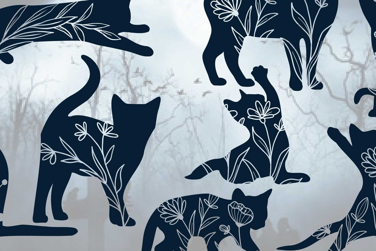 Intra απο ξύλο plywood  Χρώμα wenge 3mm-4mm πάχος - Πακέτο Cricut Floral Black Cats Δίασταση 4x4 cm INTRAFABR-114407700