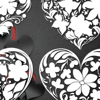 Intra απο ξύλο plywood  Χρώμα wenge 3mm-4mm πάχος - Πακέτο Cricut Floral Flower Heart Δίασταση 20x20 cm INTRAFABR-114346058 - Image 1