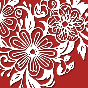 Intra απο ξύλο plywood  Χρώμα wenge 3mm-4mm πάχος - Cricut Flower Heart Cut Δίασταση 4x4 cm INTRAFABR-119346094 - Image 1