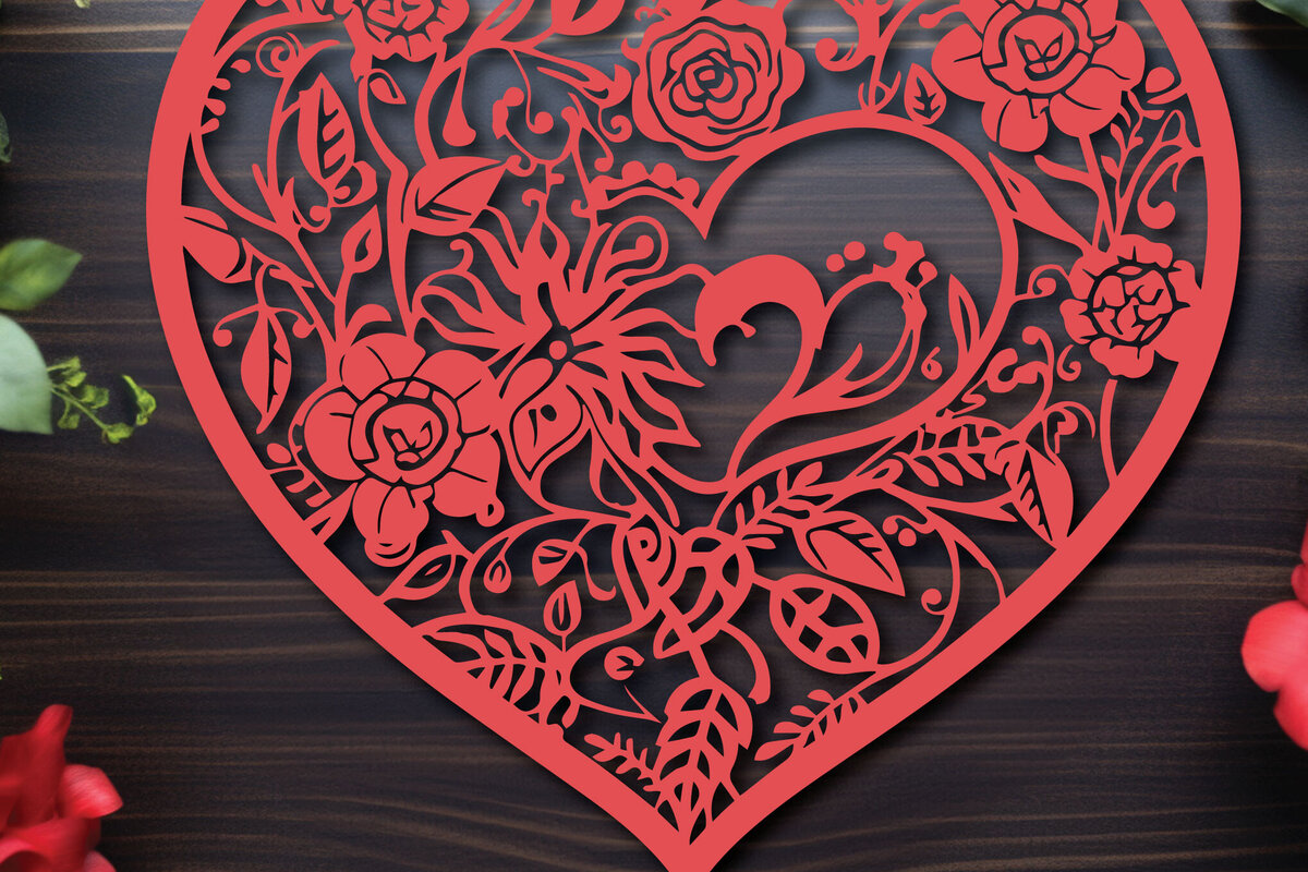 Intra απο ξύλο plywood  Χρώμα wenge 3mm-4mm πάχος - Cricut Flower Heart Cut Δίασταση 4x4 cm INTRAFABR-114174484