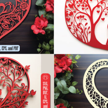Intra απο ξύλο plywood  Χρώμα wenge 3mm-4mm πάχος - Πακέτο υ Cricut Flower Heart Cut Δίασταση 4x4 cm INTRAFABR-113839110 - Image 1