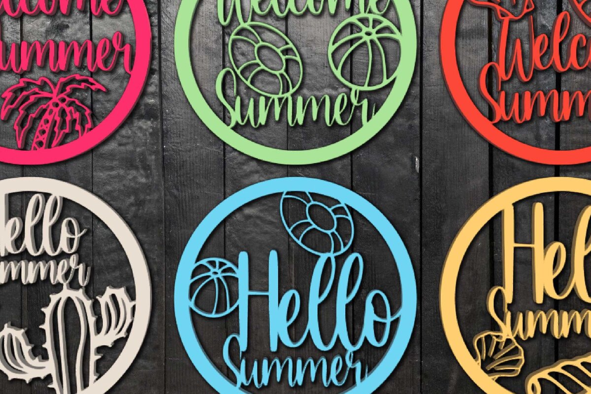 Intra απο ξύλο plywood  Χρώμα wenge 3mm-4mm πάχος - Πακέτο Cricut Hello/Welcome Summer Δίασταση 20x20 cm INTRAFABR-90985825