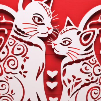 Intra απο ξύλο plywood  Χρώμα wenge 3mm-4mm πάχος - Cricut Valentine Cat Δίασταση 4x4 cm INTRAFABR-113850085 - Image 1