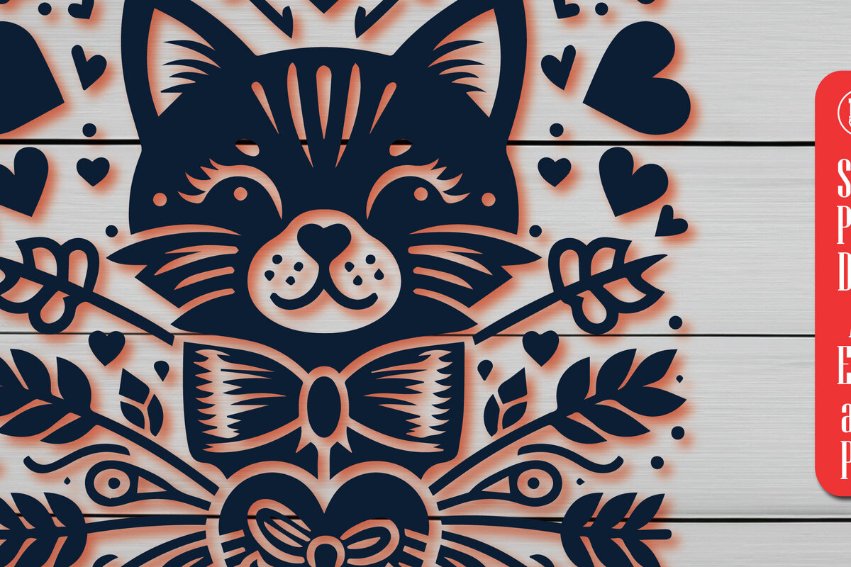 Intra απο ξύλο plywood  Χρώμα wenge 3mm-4mm πάχος - Cricut Valentine Cat Δίασταση 4x4 cm INTRAFABR-113205034