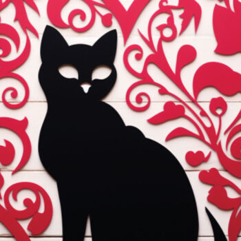 Intra απο ξύλο plywood Χρώμα wenge 3mm-4mm πάχος - Cricut Valentine Cat Δίασταση 4x4 cm INTRAFABR-113204314 - Image 1