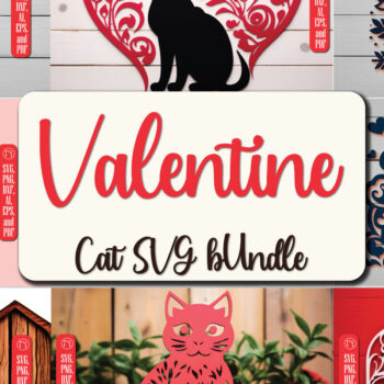Intra απο ξύλο plywood Χρώμα wenge 3mm-4mm πάχος - Cricut Valentine Cat Δίασταση 4x4 cm INTRAFABR-84079882 - Image 1
