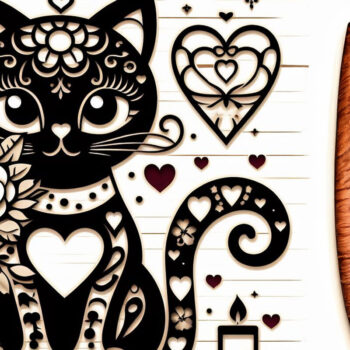 Intra απο ξύλο plywood Χρώμα wenge 3mm-4mm πάχος - Cricut Valentine Cat Δίασταση 4x4 cm INTRAFABR-84079882 - Image 6
