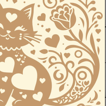 Intra απο ξύλο plywood Χρώμα wenge 3mm-4mm πάχος - Cricut Valentine Cat Δίασταση 4x4 cm INTRAFABR-81448517 - Image 1