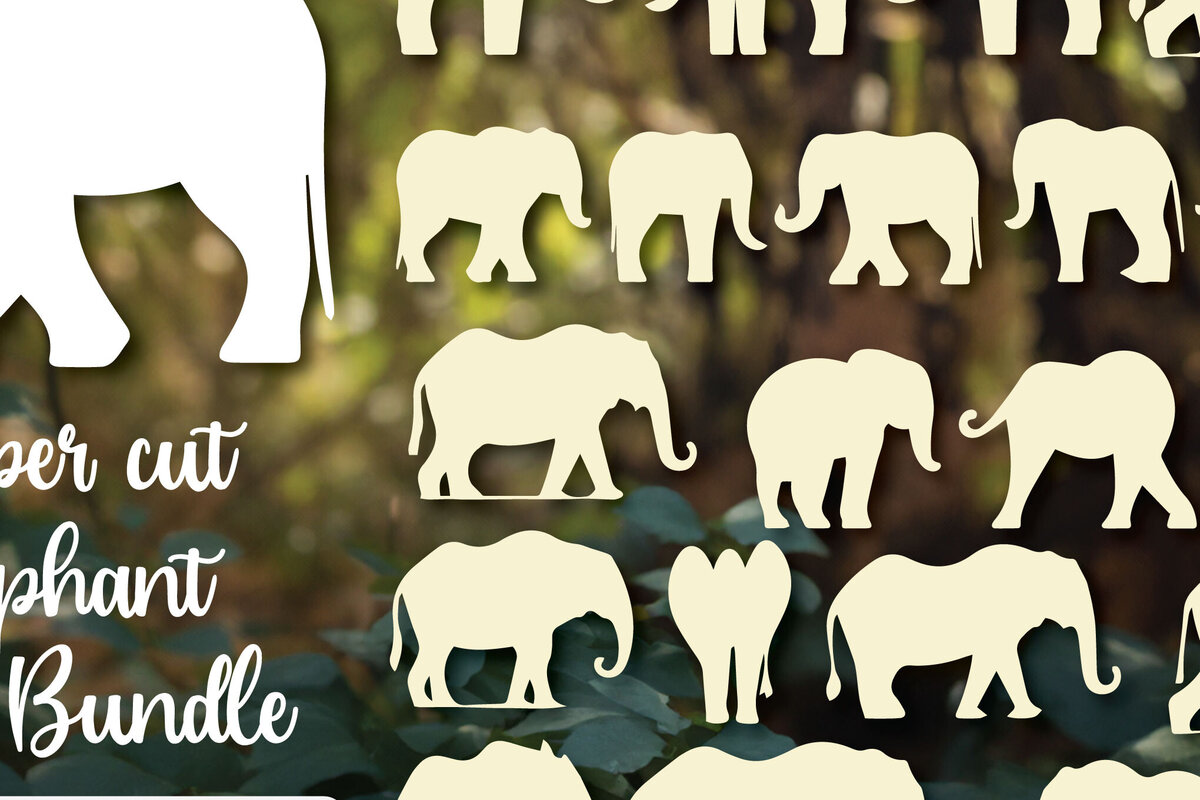 Intra απο ξύλο plywood  Χρώμα wenge 3mm-4mm πάχος - Πακέτο Cricut Paper Cut Elephant Δίασταση 4x4 cm INTRAFABR-61608108