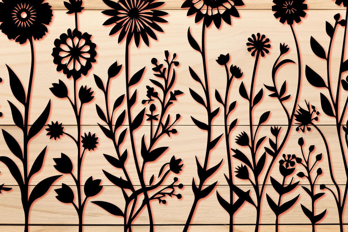 Intra απο ξύλο plywood  Χρώμα wenge 3mm-4mm πάχος - Πακέτο με χαρτί Cricut Cut Wild Flowers Δίασταση 30x20 cm INTRAFABR-111385202