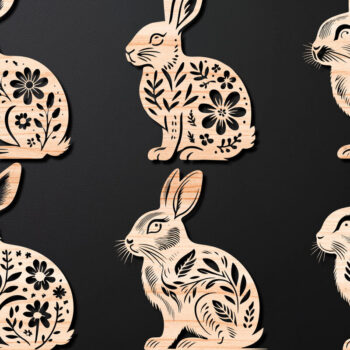 Intra απο ξύλο plywood  Χρώμα wenge 3mm-4mm πάχος - Cricut RABBITS Πασχαλινό Δίασταση 4x4 cm INTRAFABR-104016611 - Image 1