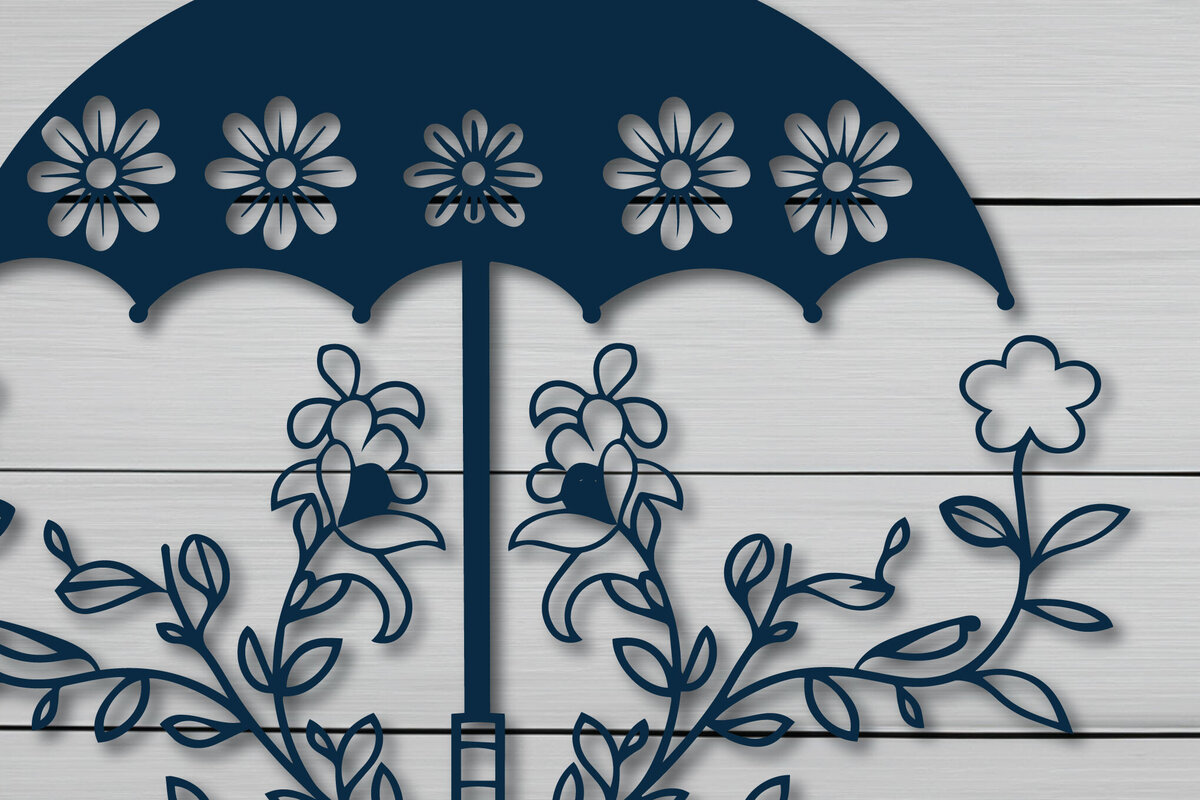 Intra απο ξύλο plywood  Χρώμα wenge 3mm-4mm πάχος - Ομπρέλα Cricut με λουλούδια Σετ Δίασταση 4x4 cm INTRAFABR-100486398