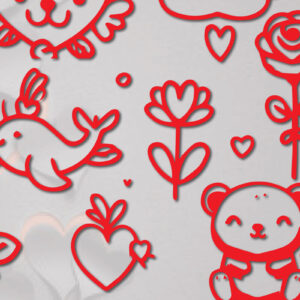 Intra απο ξύλο plywood  Χρώμα wenge 3mm-4mm πάχος - Πακέτο Cricut Valentine Animal Δίασταση 4x4 cm INTRAFABR-99642862