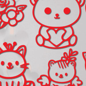 Intra απο ξύλο plywood  Χρώμα wenge 3mm-4mm πάχος - Πακέτο Cricut Valentine Animal Δίασταση 4x4 cm INTRAFABR-100380964