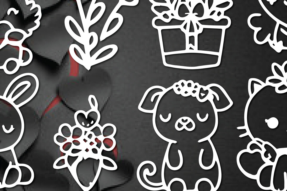 Intra απο ξύλο plywood  Χρώμα wenge 3mm-4mm πάχος - Πακέτο Cricut Valentine Animal Δίασταση 4x4 cm INTRAFABR-110613581