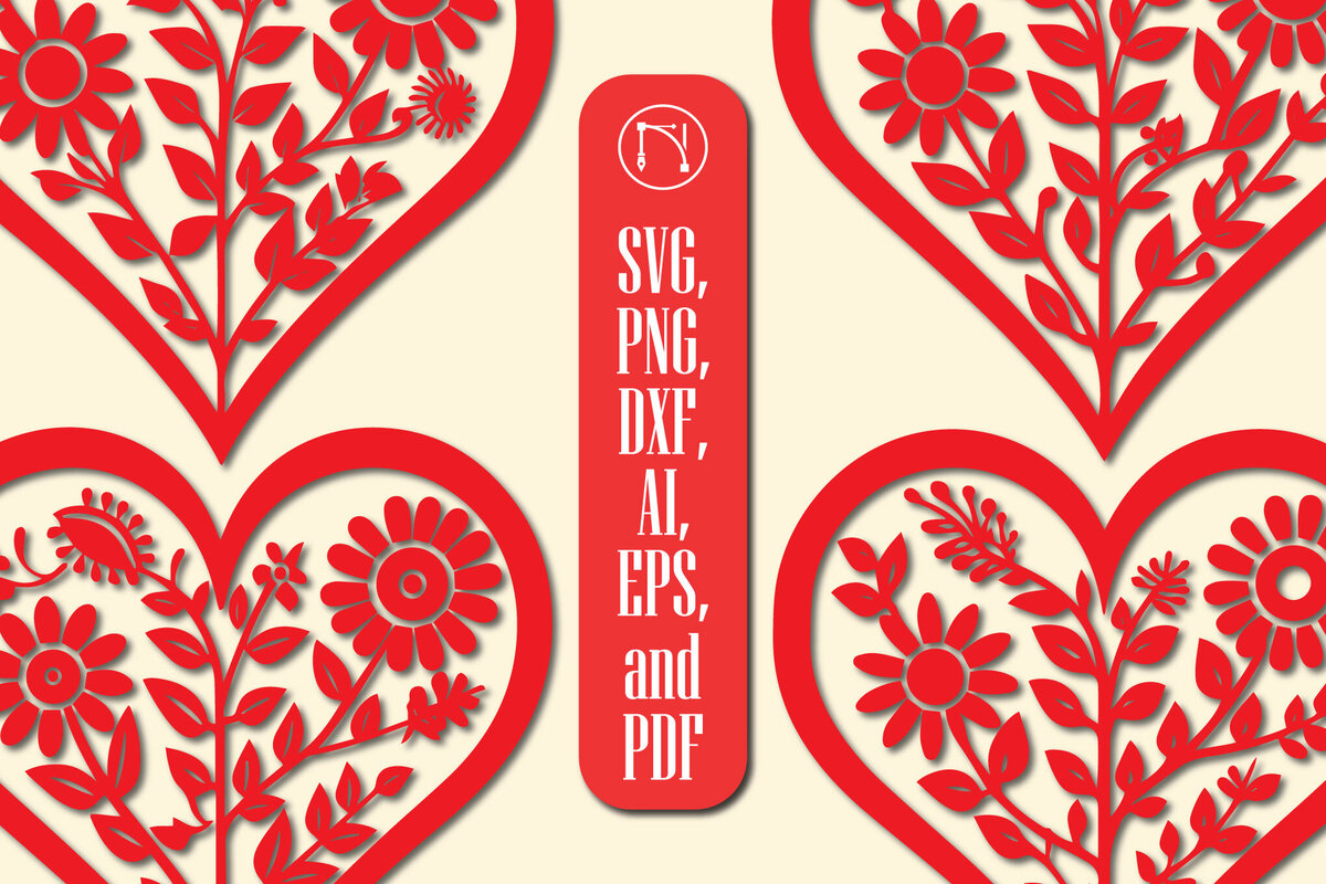 Intra απο ξύλο plywood  Χρώμα wenge 3mm-4mm πάχος - Πακέτο Cricut Valentine Floral Heart Δίασταση 4x4 cm INTRAFABR-35352655