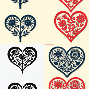 Intra απο ξύλο plywood  Χρώμα wenge 3mm-4mm πάχος - Πακέτο Cricut Valentine Floral Heart Δίασταση 4x4 cm INTRAFABR-100486602 - Image 1