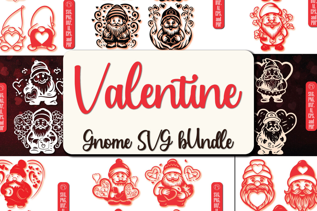 Intra απο ξύλο plywood  Χρώμα wenge 3mm-4mm πάχος - Cricut Valentine Gnome Mega Bundle Δίασταση 4x4 cm INTRAFABR-122589686