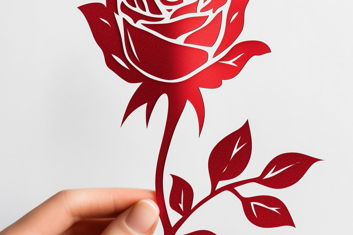 Intra απο ξύλο plywood  Χρώμα wenge 3mm-4mm πάχος - Cricut Valentine Rose Cut Δίασταση 4x4 cm INTRAFABR-106435016