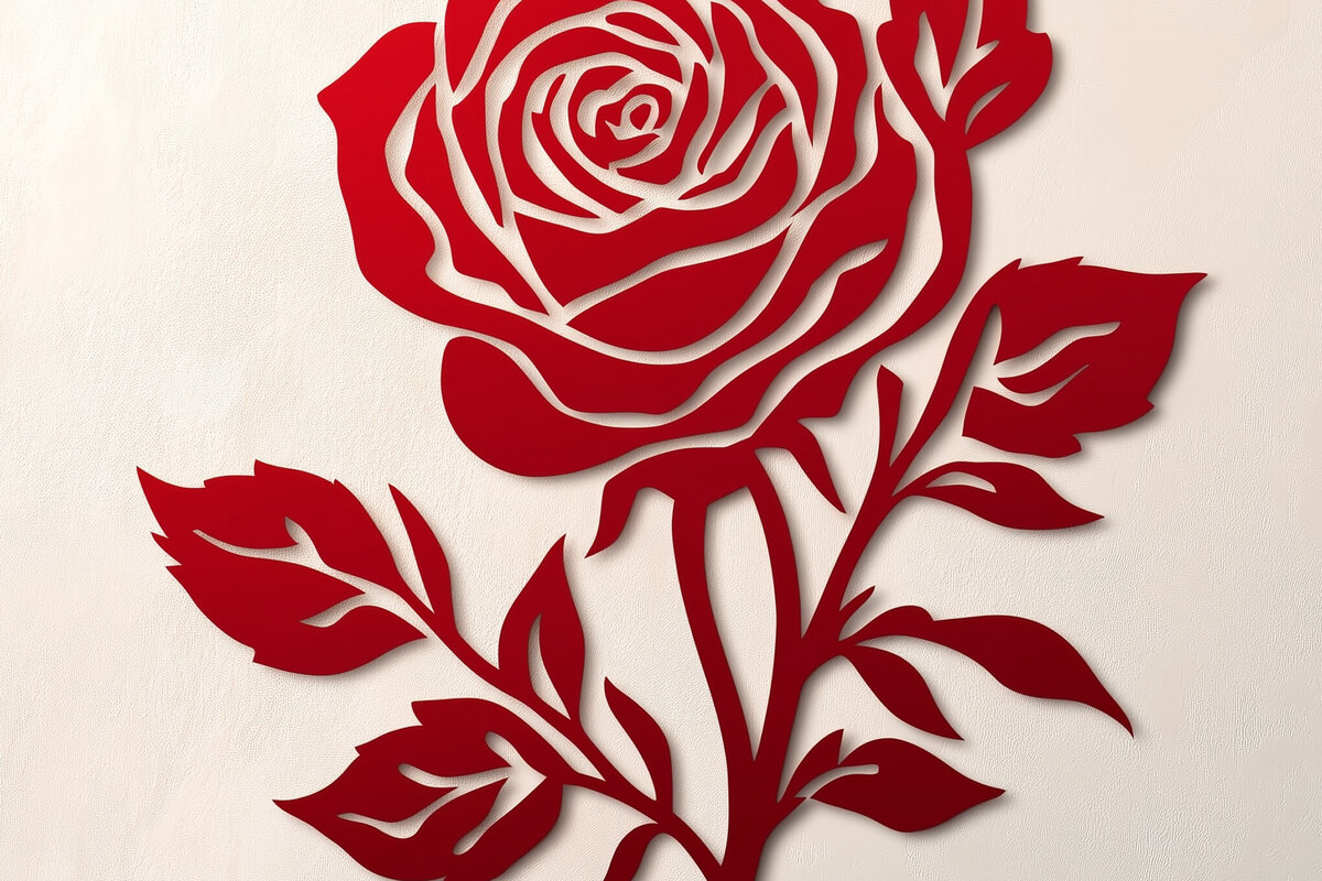 Intra απο ξύλο plywood  Χρώμα wenge 3mm-4mm πάχος - Cricut Valentine Rose Cut Δίασταση 4x4 cm INTRAFABR-71704393