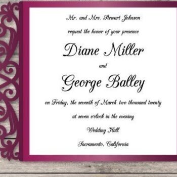 Intra απο ξύλο plywood Χρώμα wenge 3mm-4mm πάχος - Πρότυπο πρόσκλησης γάμου Cricut Δίασταση 7x5 cm INTRAFABR-91468952 - Image 2