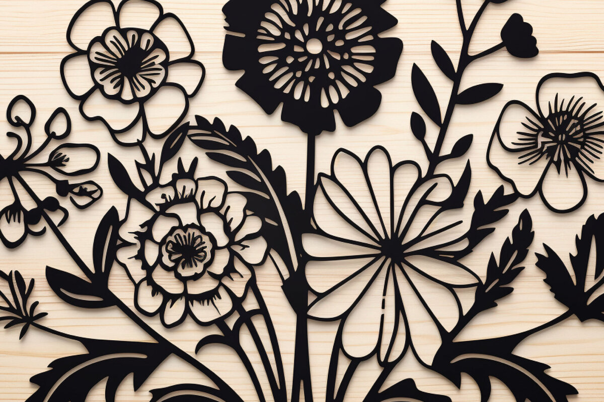 Intra απο ξύλο plywood  Χρώμα wenge 3mm-4mm πάχος - Πακέτο Cricut Wildflowers Δίασταση 30x20 cm INTRAFABR-65353381