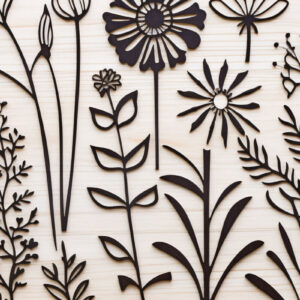 Intra απο ξύλο plywood  Χρώμα wenge 3mm-4mm πάχος - Πακέτο Cricut Wildflowers Δίασταση 30x20 cm INTRAFABR-59656809