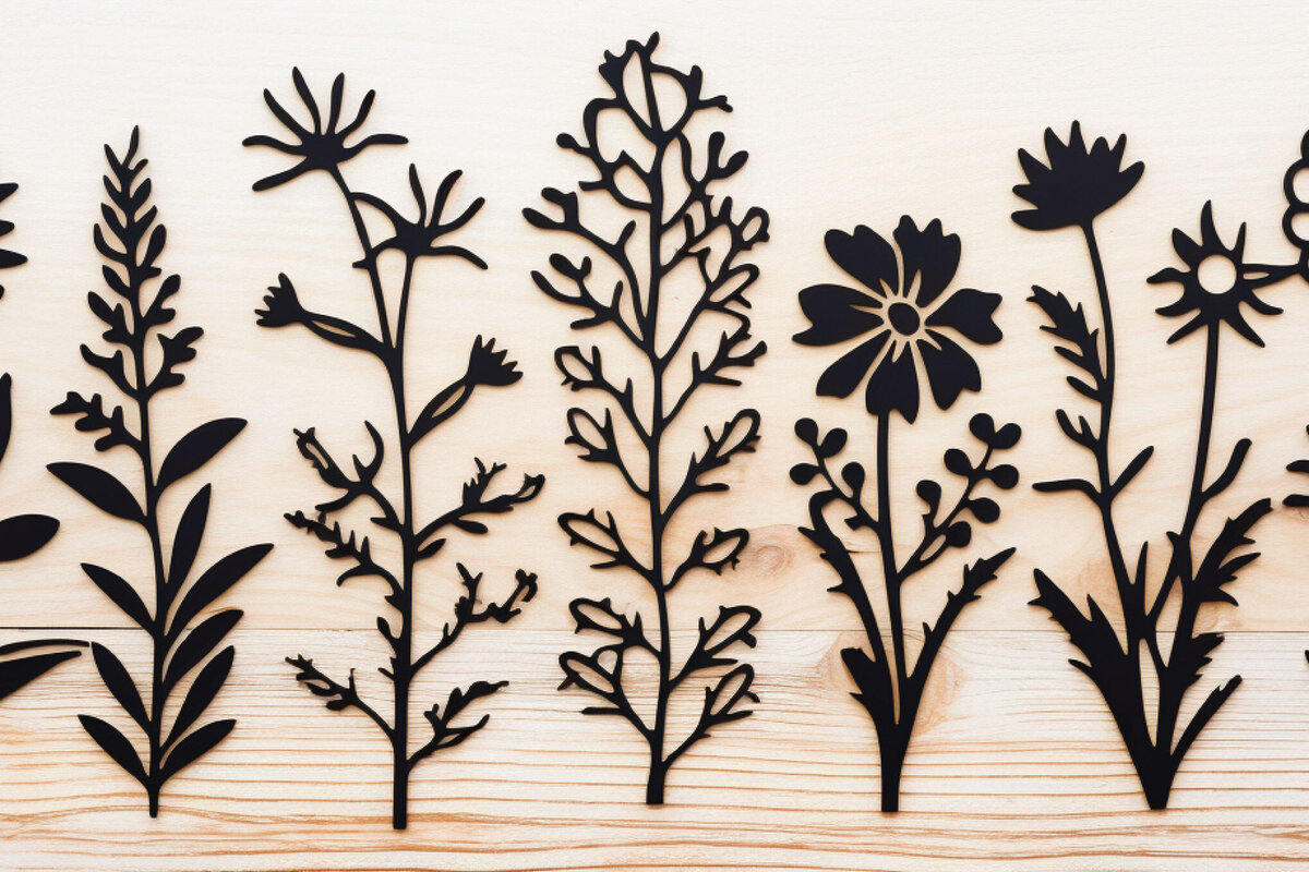 Intra απο ξύλο plywood  Χρώμα wenge 3mm-4mm πάχος - Πακέτο Cricut Wildflowers Δίασταση 30x20 cm INTRAFABR-56404453