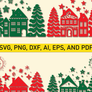 Intra απο ξύλο plywood  Χρώμα wenge 3mm-4mm πάχος - Πακέτο Cricutcut Christmas House Δίασταση 4x4 cm INTRAFABR-59971697