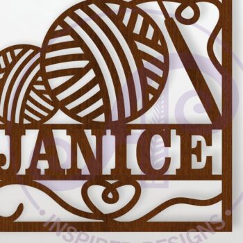 Intra απο ξύλο plywood  Χρώμα wenge 3mm-4mm πάχος - Πινακίδα τοίχου με όνομα βελονάκι, Δίασταση 40x50 cm INTRAFABR-95025005 - Image 1