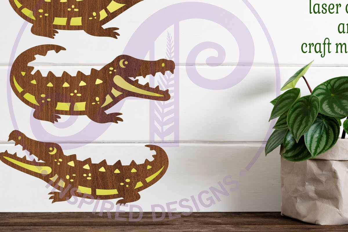 Intra απο ξύλο plywood  Χρώμα wenge 3mm-4mm πάχος - Crocodile Two Layer Cut Outs Laser Δίασταση 30x20 cm INTRAFABR-115693398