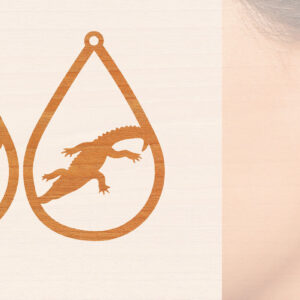 Intra απο ξύλο plywood  Χρώμα wenge 3mm-4mm πάχος - Σκουλαρίκια από κροκόδειλο ξύλο κοπής με λέιζερ Δίασταση 3x3 cm INTRAFABR-115693666