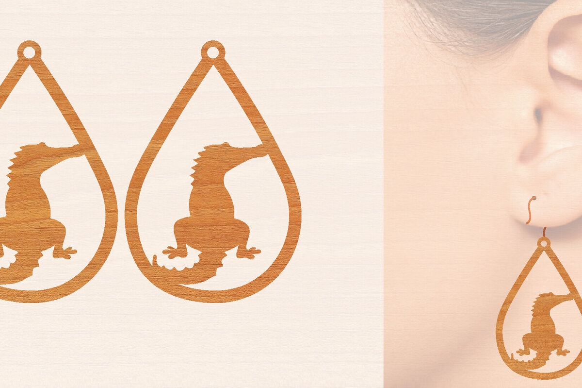 Intra απο ξύλο plywood  Χρώμα wenge 3mm-4mm πάχος - Σκουλαρίκια από κροκόδειλο ξύλο κοπής με λέιζερ Δίασταση 3x3 cm INTRAFABR-115693917