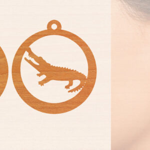 Intra απο ξύλο plywood  Χρώμα wenge 3mm-4mm πάχος - Σκουλαρίκια από κροκόδειλο ξύλο κοπής με λέιζερ Δίασταση 3x3 cm INTRAFABR-115431140