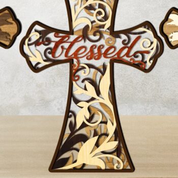 Intra απο ξύλο plywood Χρώμα wenge 3mm-4mm πάχος - CROSS 3D Bundle Religious Layered Δίασταση 9x12 cm INTRAFABR-115432247 - Image 1