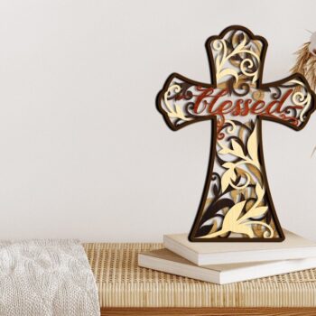 Intra απο ξύλο plywood Χρώμα wenge 3mm-4mm πάχος - CROSS 3D Bundle Religious Layered Δίασταση 9x12 cm INTRAFABR-115432247 - Image 2