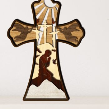 Intra απο ξύλο plywood Χρώμα wenge 3mm-4mm πάχος - CROSS 3D Bundle Religious Layered Δίασταση 9x12 cm INTRAFABR-115432247 - Image 3