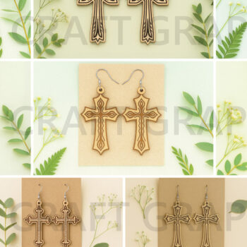 Intra απο ξύλο plywood Χρώμα wenge 3mm-4mm πάχος - Σταυρωτά σκουλαρίκια – Πακέτο Christian Δίασταση 3x3 cm INTRAFABR-95034105 - Image 1