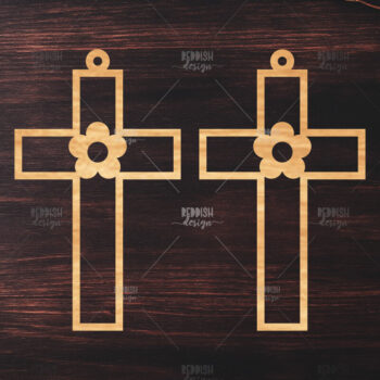 Intra απο ξύλο plywood  Χρώμα wenge 3mm-4mm πάχος - Σταυρωτά σκουλαρίκια Δίασταση 3x3 cm INTRAFABR-123051877 - Image 1