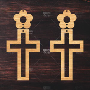 Intra απο ξύλο plywood  Χρώμα wenge 3mm-4mm πάχος - Σταυρωτά σκουλαρίκια Δίασταση 3x3 cm INTRAFABR-122622425