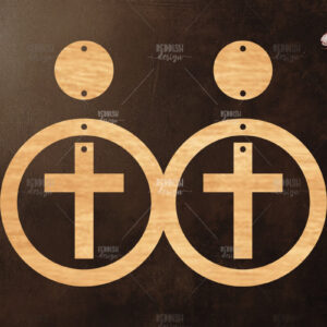 Intra απο ξύλο plywood  Χρώμα wenge 3mm-4mm πάχος - Σταυρωτά σκουλαρίκια Δίασταση 3x3 cm INTRAFABR-123188446