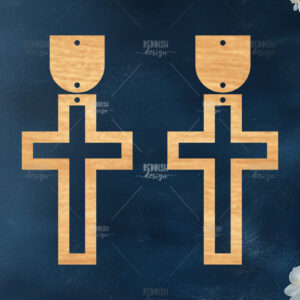 Intra απο ξύλο plywood  Χρώμα wenge 3mm-4mm πάχος - Σταυρωτά σκουλαρίκια Δίασταση 3x3 cm INTRAFABR-123189094