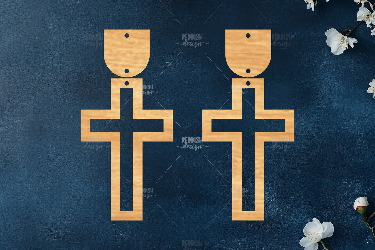 Intra απο ξύλο plywood  Χρώμα wenge 3mm-4mm πάχος - Σταυρωτά σκουλαρίκια Δίασταση 3x3 cm INTRAFABR-123189094